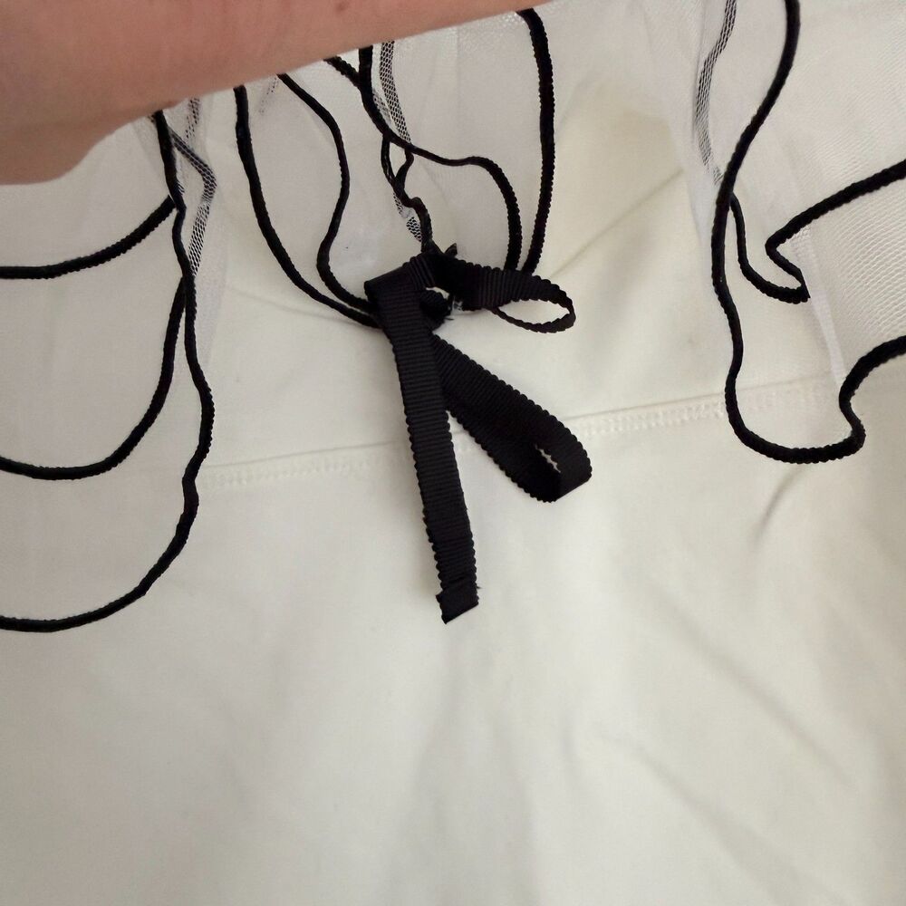 Free People Sugar Free Bodysuit Size L White Sheer Lace Black Trim NWOT - Picture 5 of 7